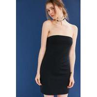 silence noise tubular double layer ponte strapless dress black