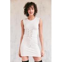 Silence + Noise Muscle Tee Corset Dress, BEIGE