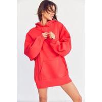 Silence + Noise Shirred Sleeve Hoodie Sweatshirt Dress, RED