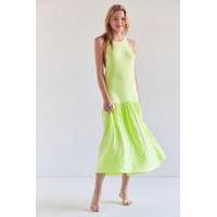 silence noise mindy drop waist midi dress lime