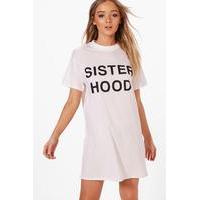 Sisterhood Slogan T-Shirt Dress - white