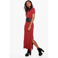 Side Splits T-Shirt Maxi Dress - cinnamon