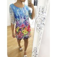 Simone Crochet Tunic Dress Floral Print