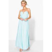 Sia Mesh Rouched Plunge Maxi Dress - mint