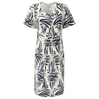 Silk Linen Cocoon Dress (Navy Bamboo Print / 08)