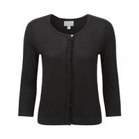 silk linen scallop edge cardigan black 20