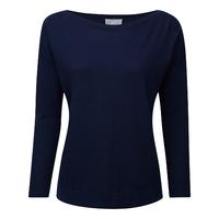 Silk Cotton Boat Neck Sweater (Navy / 16)