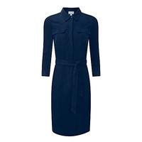 Silk Linen Shirt Dress (Navy / 08)