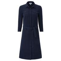 Silk Linen Shirt Dress (Navy / 10)