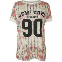 Sienna Floral \'New York\' Baseball Top - Cream