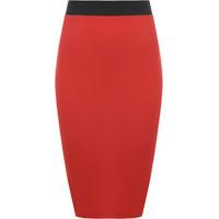Sibyll Jersey Contrast Pencil Midi Skirt - Red