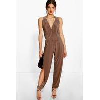 side split jumpsuit mocha