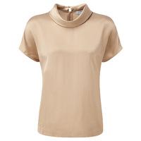 silk roll neck top champagne beige 14