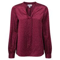 Silk Tie Neck Blouse (Merlot Spot Print / 12)