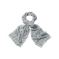 Silk Cotton Printed Scarf (Dark Grey/Light Grey Stripe / One Size)