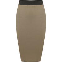 sibyll jersey contrast pencil midi skirt mocha