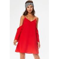 Simone Red Cold Shoulder Cami Dress