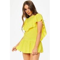 simone yellow ruffle detail top