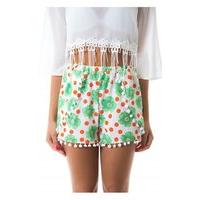 Siesta Daisy Pom Pom Shorts In Green