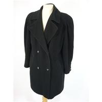 Size: 14 (37 chest, mid length ) - Dark Black - Stylish Wool & Cashmere Over Coat
