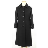 Size 10 Wool Blend Black Felt Long Coat With Knitted Detail