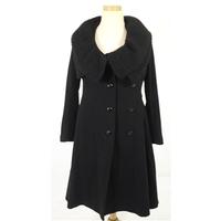 Size 10 Luxurious Quality Wool Long Black Skater Style Coat