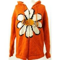 size 12 orange hand knitted flower jacket