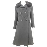 size 10 black fully lined pure wool coat with long sleeves and wool fu ...