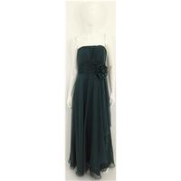 Size S/M Sea Green Strapless Ruched Bodice Evening Gown With Added Corsage