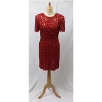 Silk Size S Red Sequin/Bead Embellished Evening Dress Red Silk - Size: S - Red - Knee length dress