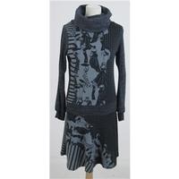 Size 10, grey & black patterned knit dress