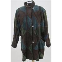 Size M green & brown patchwork suede style coat