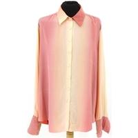 Size XL peach & pink long sleeved silk shirt