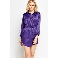 Silky Mini Elasticated Shirt Dress