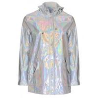 Silver Holographic Rain Mac - Size: Size 14