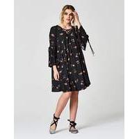 simply be fluted sleeve lace up dress