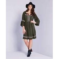 Simply Be Embroidered Bell Sleeve Dress