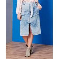 simply be zip front midi denim skirt