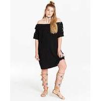 Simply Be Lace Up Sleeve Bardot Dress