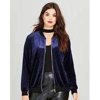 Simply Be Midnight Velour Bomber Jacket