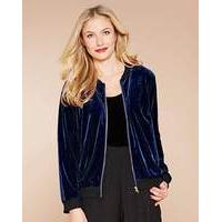 Simply Be Midnight Velour Bomber Jacket