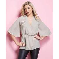 Silver Wrap Peplum Top