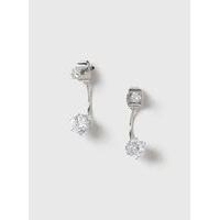 silver crystal front and back earrings crystal