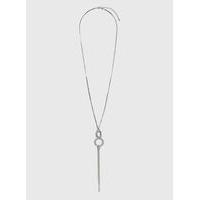 Silver Chain Tassel Necklace, Crystal