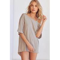 Silence + Noise Daphne Beige Cut-In Scoop Neck Tee, TAUPE