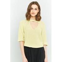 silence noise maddie open front crop top yellow
