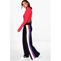 side stripe drawcord front pant black