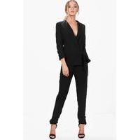 side tie hem tailored woven trouser black