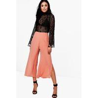 Side Split Chiffon Wide Leg Culottes - peach