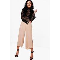 side split chiffon wide leg culottes stone